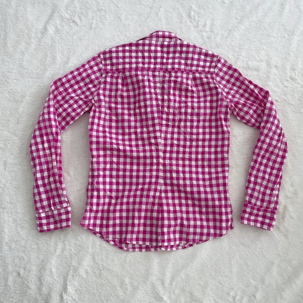 Frank & Eileen Barry Pink Gingham Check Italian Cotton Button Down Shirt Small - Picture 2 of 10